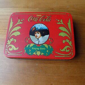 Coca Cola, Coke Soda Tin Vintage Design with Playing Cards 2 Decks